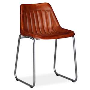 vidaXL Spisestoler 6 stk brun ekte l&aelig;r