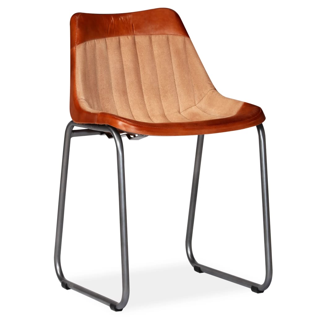 vidaXL spisebordsstole 6 stk. ægte læder og kanvas brun og beige