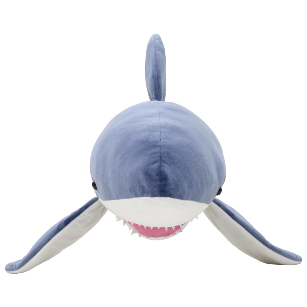 Fehér cápa kék-fehér színű plüssjáték 