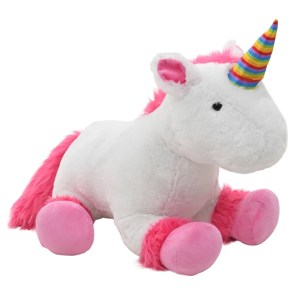 vidaXL Unicorn de jucărie, roz și alb, pluș vidaxl.ro