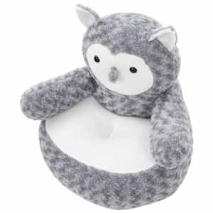 vidaXL Mink&scaron;tas žaislas pelėda, pilkos spalvos, pliu&scaron;as