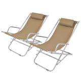 vidaXL Liegestühle Klappbar 2 Stk. Taupe Stahl 69x61x94 cm