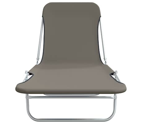 vidaXL Chaises longues pliables 2 pcs Acier et tissu Gris vidaXL Chaises longues pliables 2 pcs Acier et tissu Gris