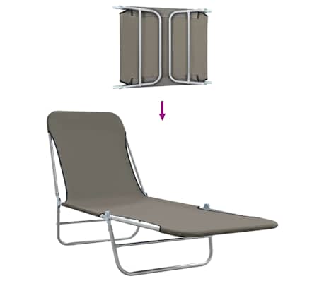 vidaXL Chaises longues pliables 2 pcs Acier et tissu Gris vidaXL Chaises longues pliables 2 pcs Acier et tissu Gris