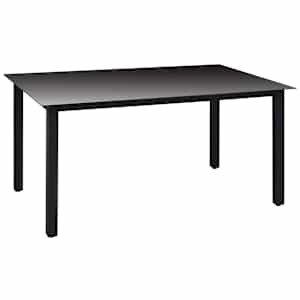 vidaXL Lauko valgomojo baldų kompl., 7 dalių, juodas, poliratanas