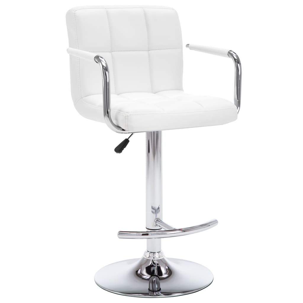 vidaXL bāra krēsli ar roku balstiem, 2 gab., balta mākslīgā āda