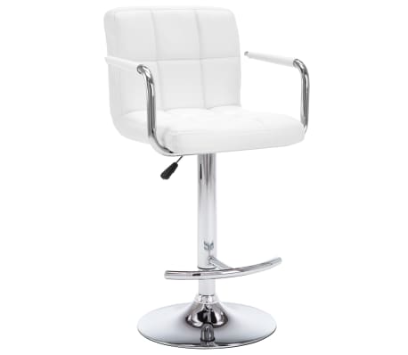 vidaXL Barski stoli z naslonjali za roke 2 kosa belo umetno usnje