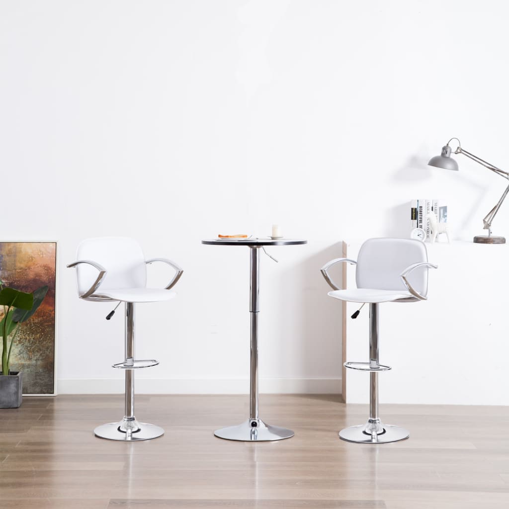 vidaXL Barske stolice s naslonima za ruke od umjetne kože 2 kom bijele