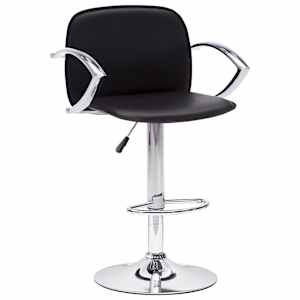 vidaXL Baro taburetės su porankiais, 2vnt., juodos, dirbtinė oda