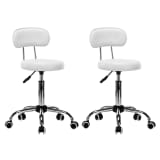 vidaXL Scaune salon spa, 2 buc., pivotant, piele ecologică, alb