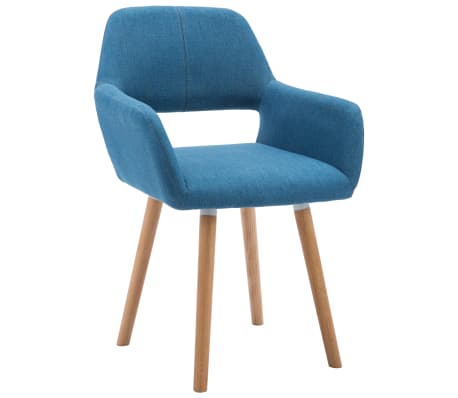 vidaXL Valgomojo kėdės, 2 vnt., mėlynos, audinys