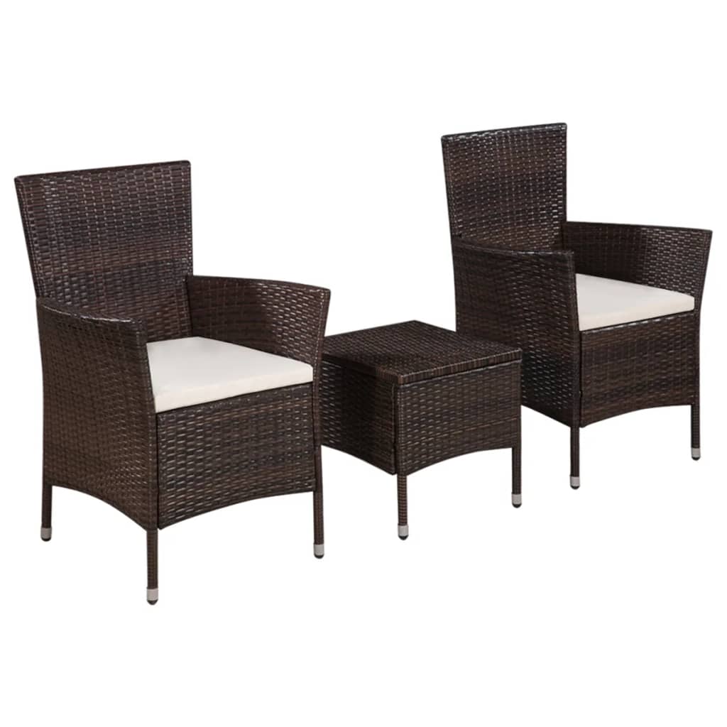 vidaXL 3-tlg. Bistro-Set Poly Rattan Braun