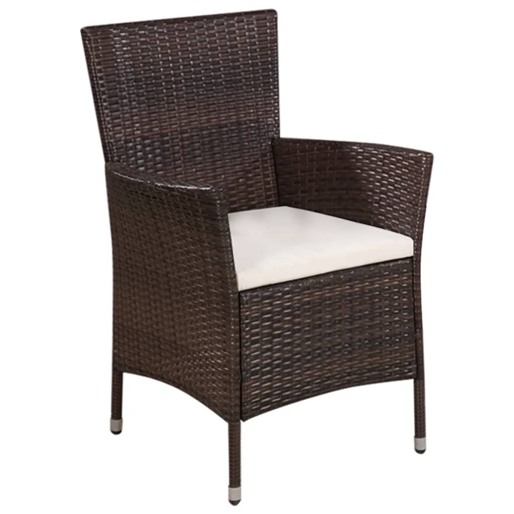 Vidaxl Set Mobilier Bistro, 3 Piese, Maro, Poliratan