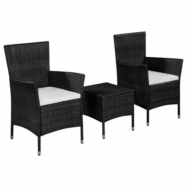 vidaXL 3-osaline bistrookomplekt, pol&uuml;rotang, must
