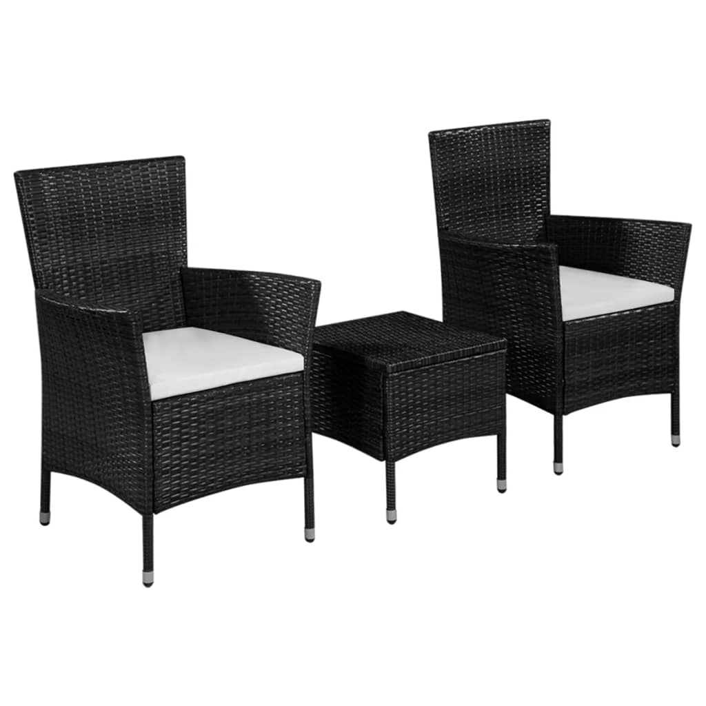 

vidaXL 3 Piece Bistro Set Poly Rattan Black