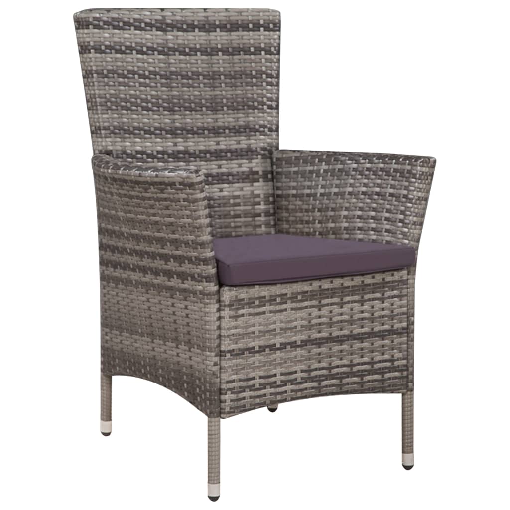 

vidaXL 3-delige Bistroset poly rattan grijs