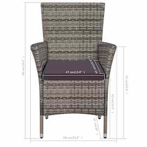 3dílný bistro set polyratan šedý - obrázek 5