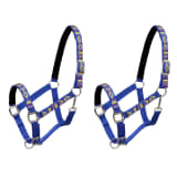 vidaXL Cabezadas de caballo nylon tamaño grande azul 2 unidades