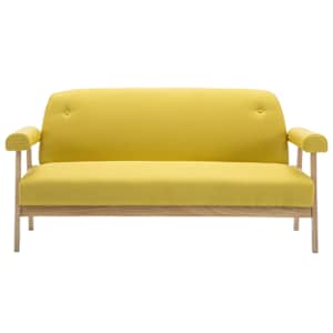 vidaXL Trivietė sofa, geltonos spalvos, audinys