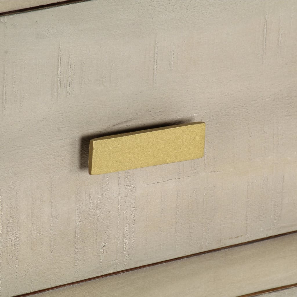 Komoda se zásuvkami masivní mangovník šedá s mosazí 140x45x80cm