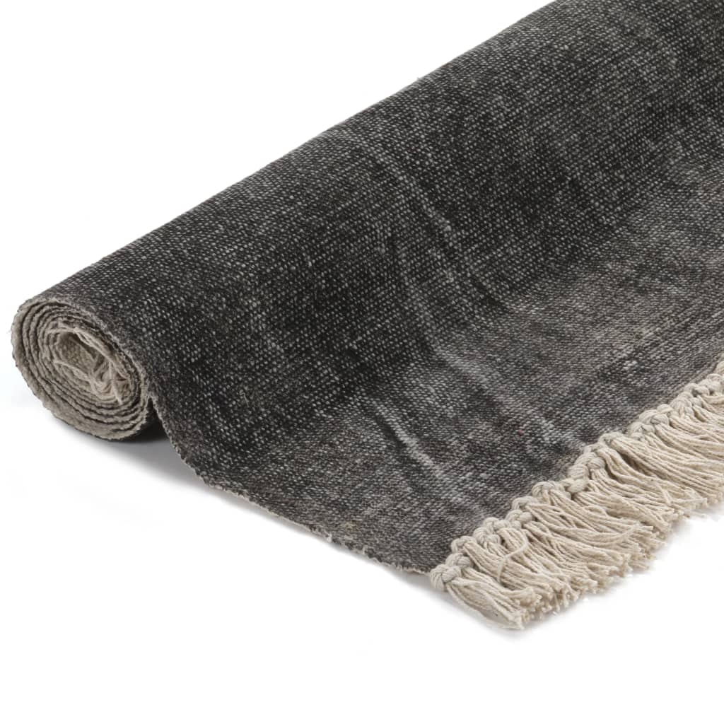 vidaXL Kilim Rug Cotton 200x290 cm Anthracite