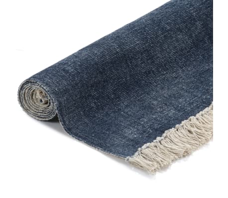 vidaXL Gulvsteppe kilim-vevet bomull 160x230 cm blå
