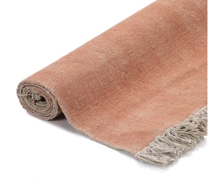 vidaXL Gulvsteppe kilim-vevet bomull 160x230 cm rosa