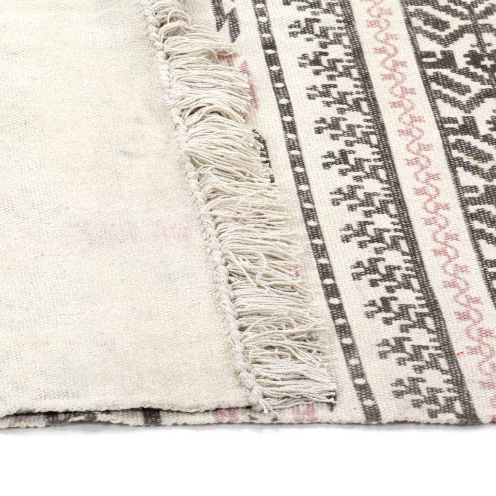 Tappeto Kilim In Cotone 120x180 Cm Con Motivi Grigi/Rosa VidaXL 13 width=274