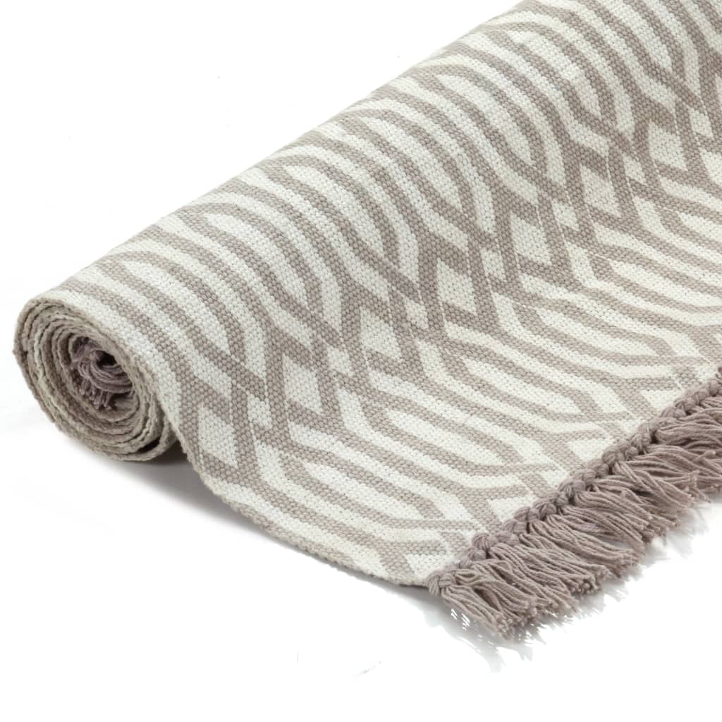 vidaXL Covor Kilim, gri taupe, 120 x 180 cm, bumbac, cu model