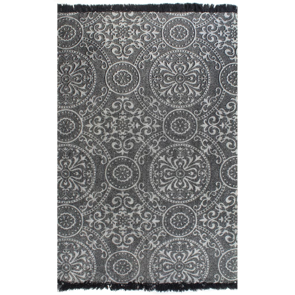 vidaXL Covor Kilim, gri, 160 x 230 cm, bumbac, cu model