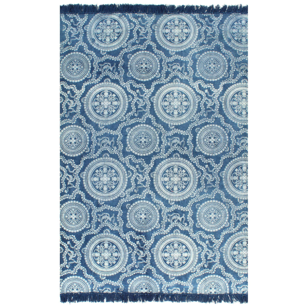 vidaXL Kelim-matto puuvilla 160×230 cm kuviolla sininen