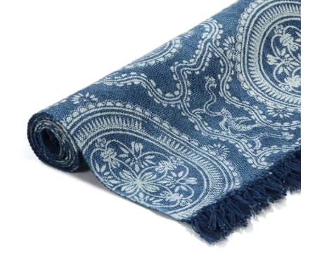 vidaXL Kelim-Teppich Baumwolle 160x230 cm mit Muster Blau