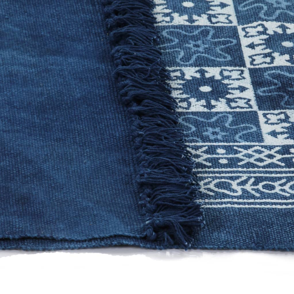 Tappeto Kilim In Cotone 120x180 Cm Blu Con Motivi VidaXL 13 width=274