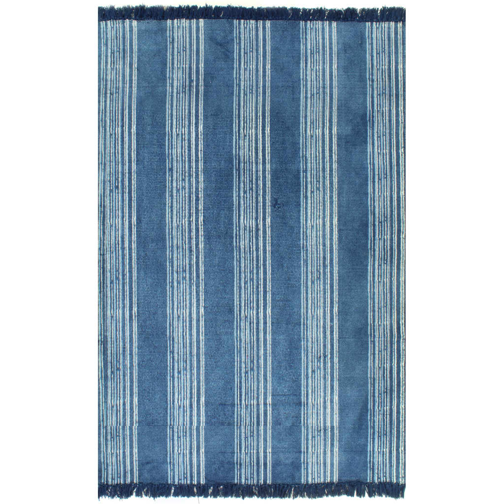 Tapis Kilim Coton 120 x 180 cm avec motif Bleu