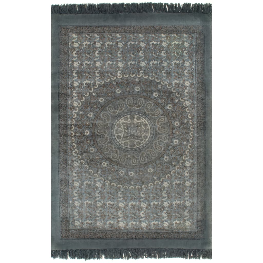 vidaXL Kelim vloerkleed met patroon 160x230 cm katoen grijs