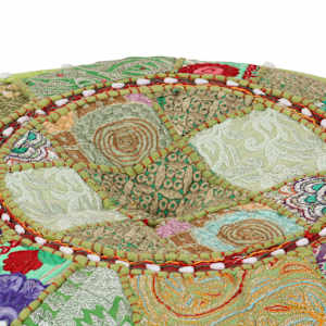 Sedací puf patchwork kulatý bavlna ruční výroba 40x20 cm zelený - obrázek 2