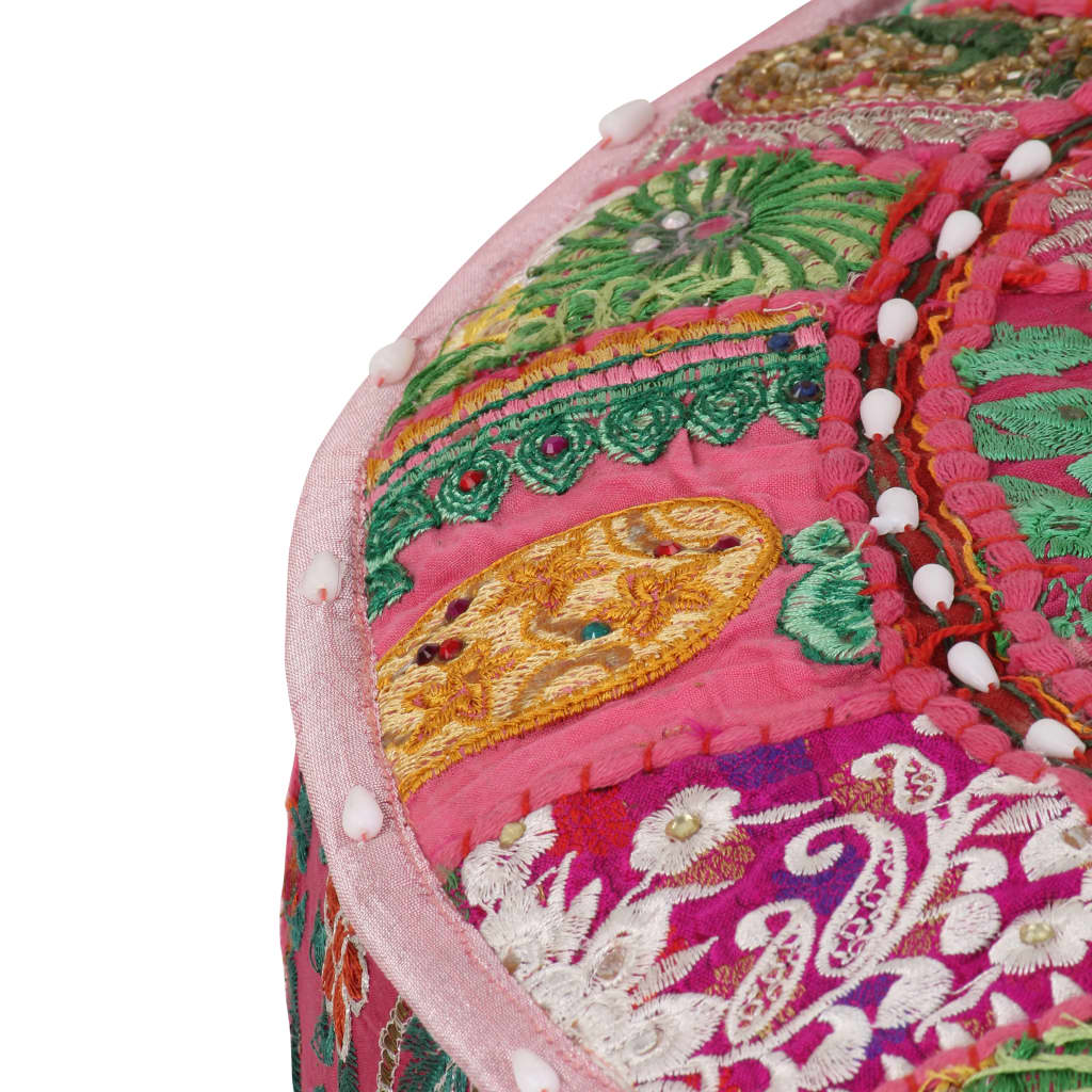 Thumbnail - vidaXL Patchwork Sitzpouf Rund Baumwolle Handgefertigt 40x20 cm Rosa