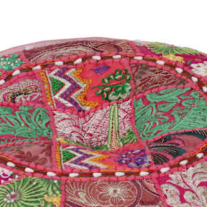 Sedací puf patchwork kulatý bavlna ruční výroba 40x20 cm růžový - obrázek 2