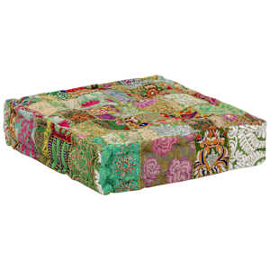 Sedací puf patchwork čtverec ručně vyrobený 50x50x12 cm zelený - obrázek 7
