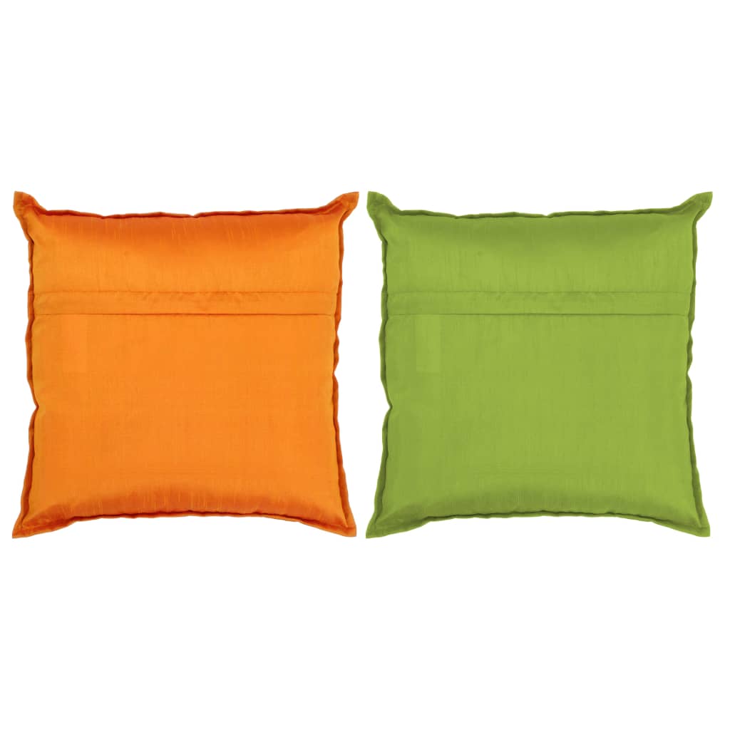 VidaXL - vidaXL Kussens patchwork handgemaakt 45x45 cm oranje/groen 2 st