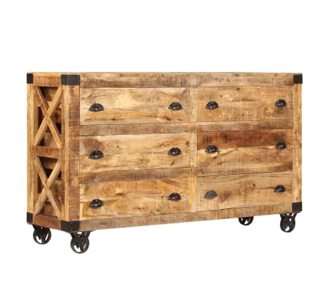 Vidaxl Drawer Cabinet Solid Mango Wood And Cast Iron 150x40x86 Cm