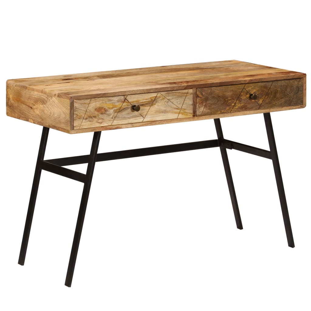 vidaXL Schreibtisch mit Schubladen Massivholz Mango 110×50×76 cm