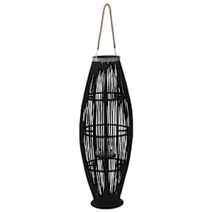 vidaXL rippuv k&uuml;&uuml;nlalatern, bambus, must, 95 cm