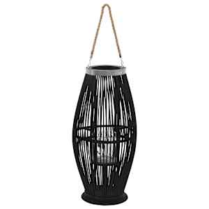 vidaXL rippuv k&uuml;&uuml;nlalatern, bambus, must, 60 cm