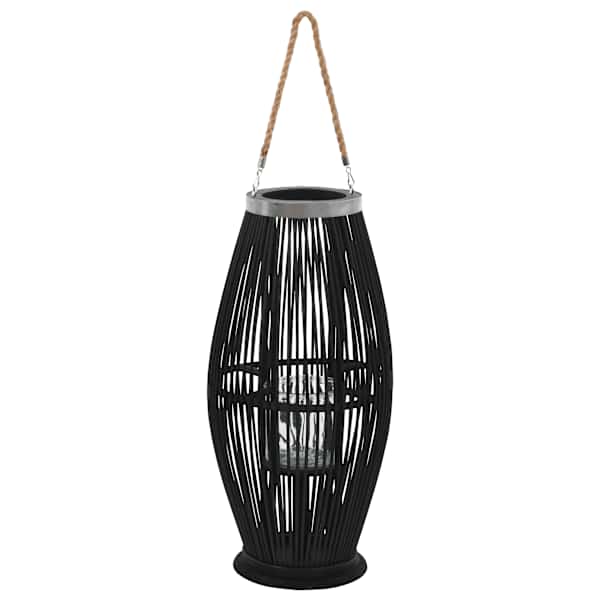 vidaXL rippuv k&uuml;&uuml;nlalatern, bambus, must, 60 cm