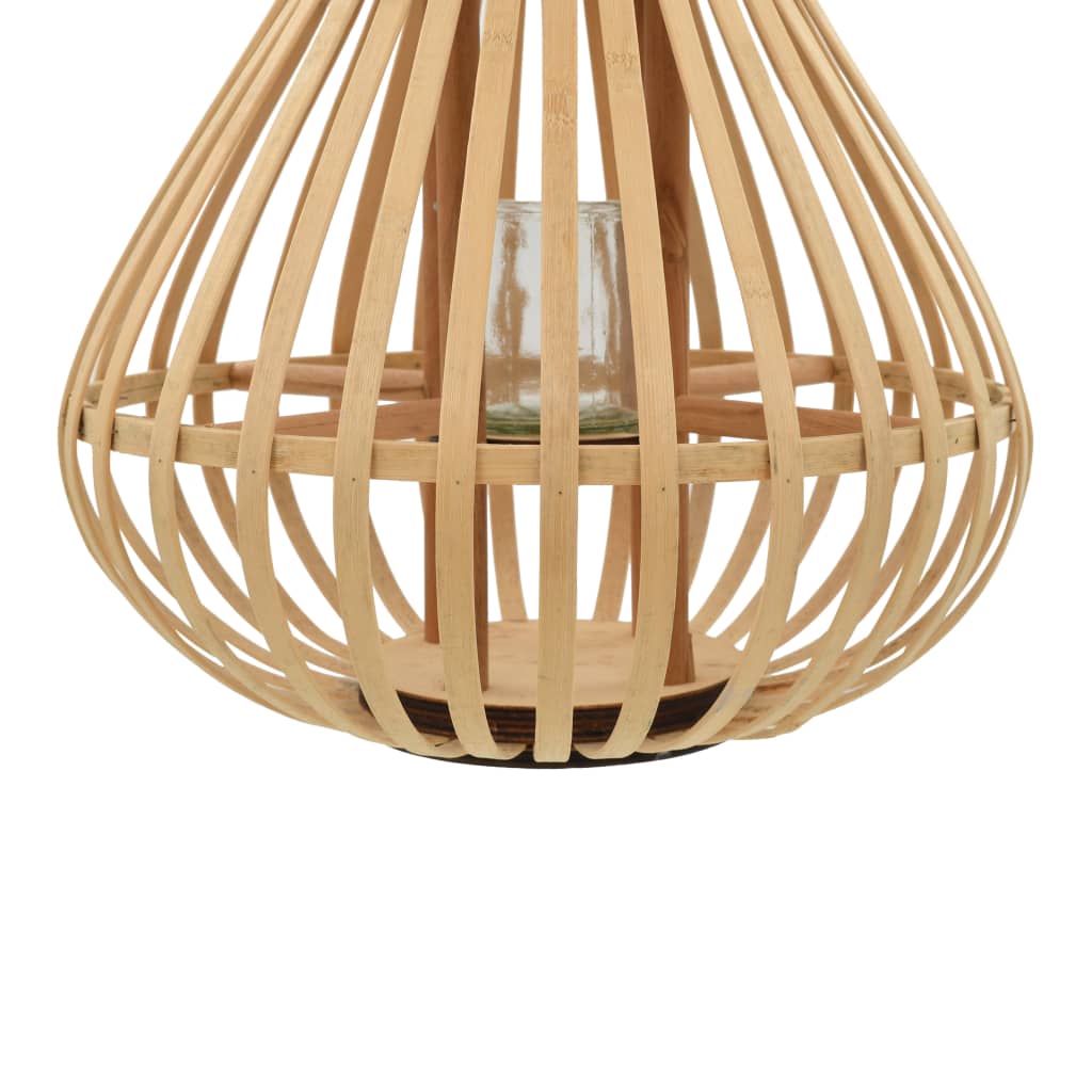 Természetes színű bambusz függő gyertyatartó lámpás 