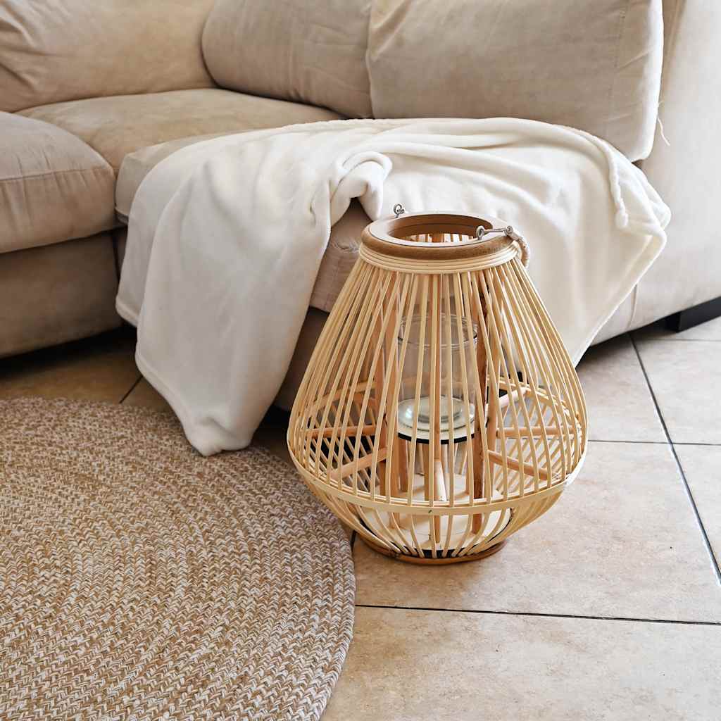vidaXL Lantaarnhouder hangend wicker naturel afbeelding
