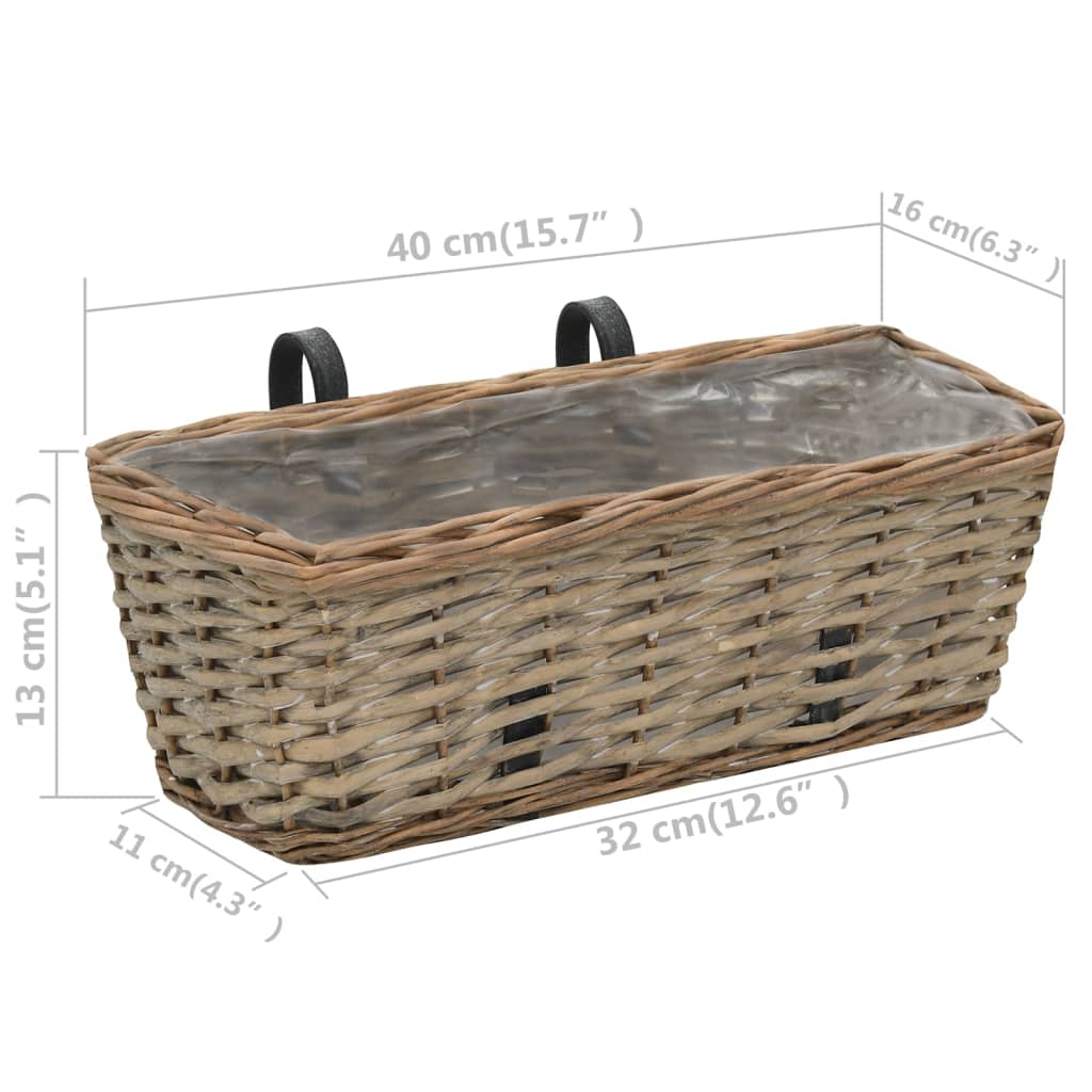 Jardinière De Balcon 2 Pcs Osier Avec Doublure En PE 40 Cm VidaXL 17 width=274