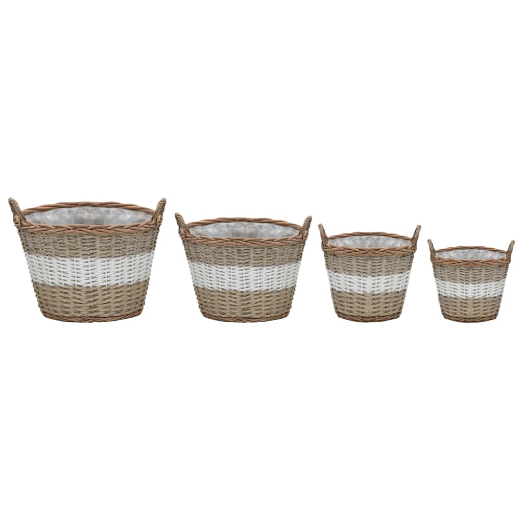 vidaXL Plantenbakken verhoogd 4 st wicker met PE-voering afbeelding
