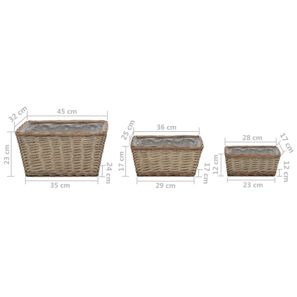 Raised Bed 3 Pcs Wicker With PE Lining VidaXL 18 width=274